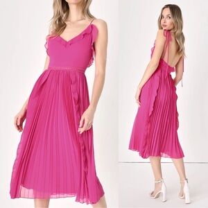 Lulus Never a Dull Moment Pink Pleated Elegant Dress